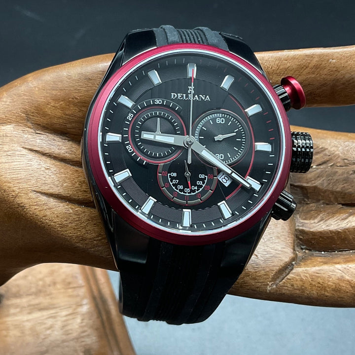 Schwarz-rote Delbana Uhr 44501.612.6