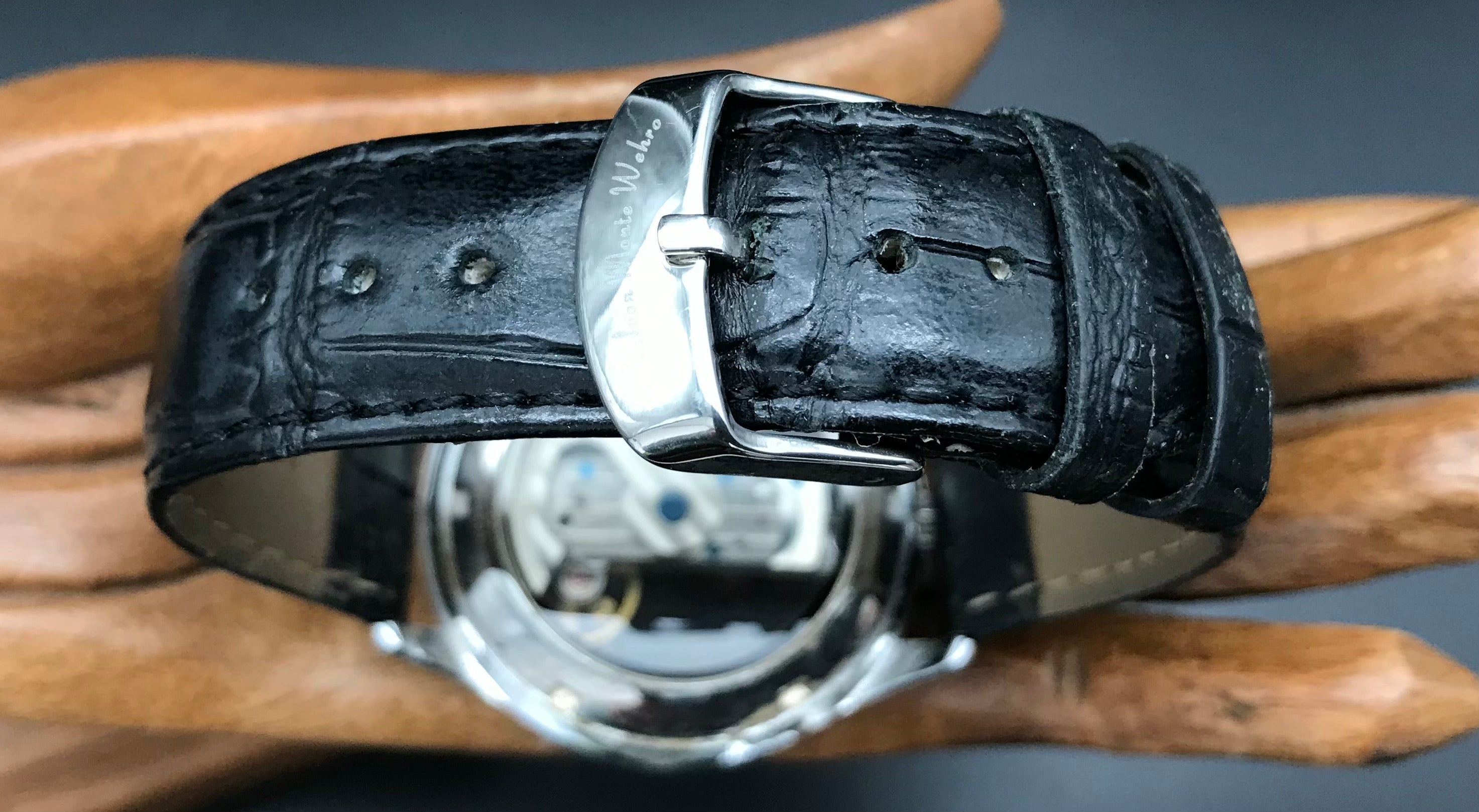 Silberne Graf von Monte Wehro Skelettuhr