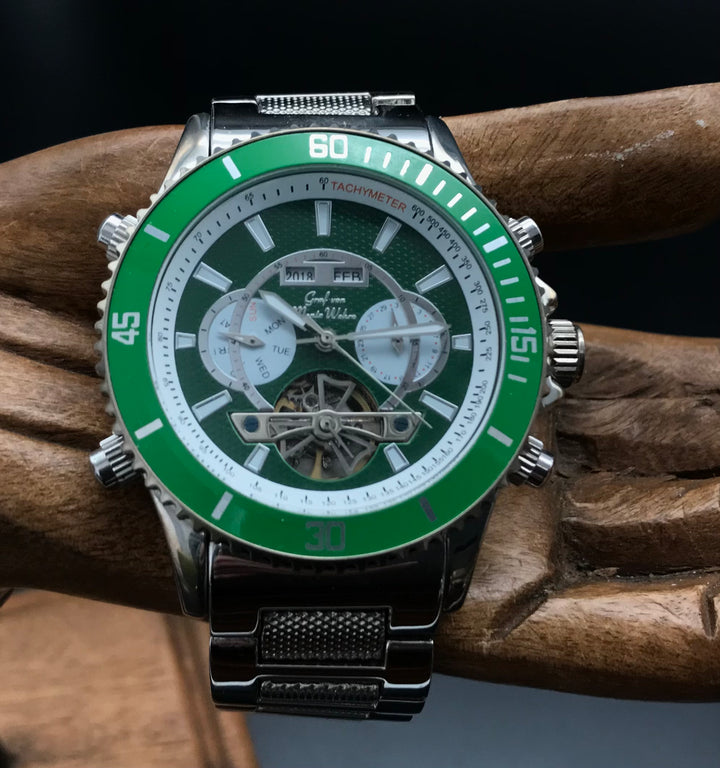 Grün-silberne Graf von Monte Wehro Uhr