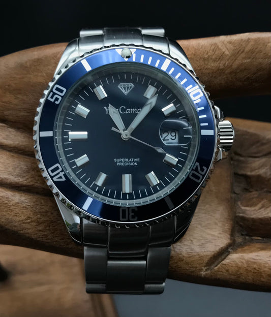 Blau-silberne YvesCamani Uhr