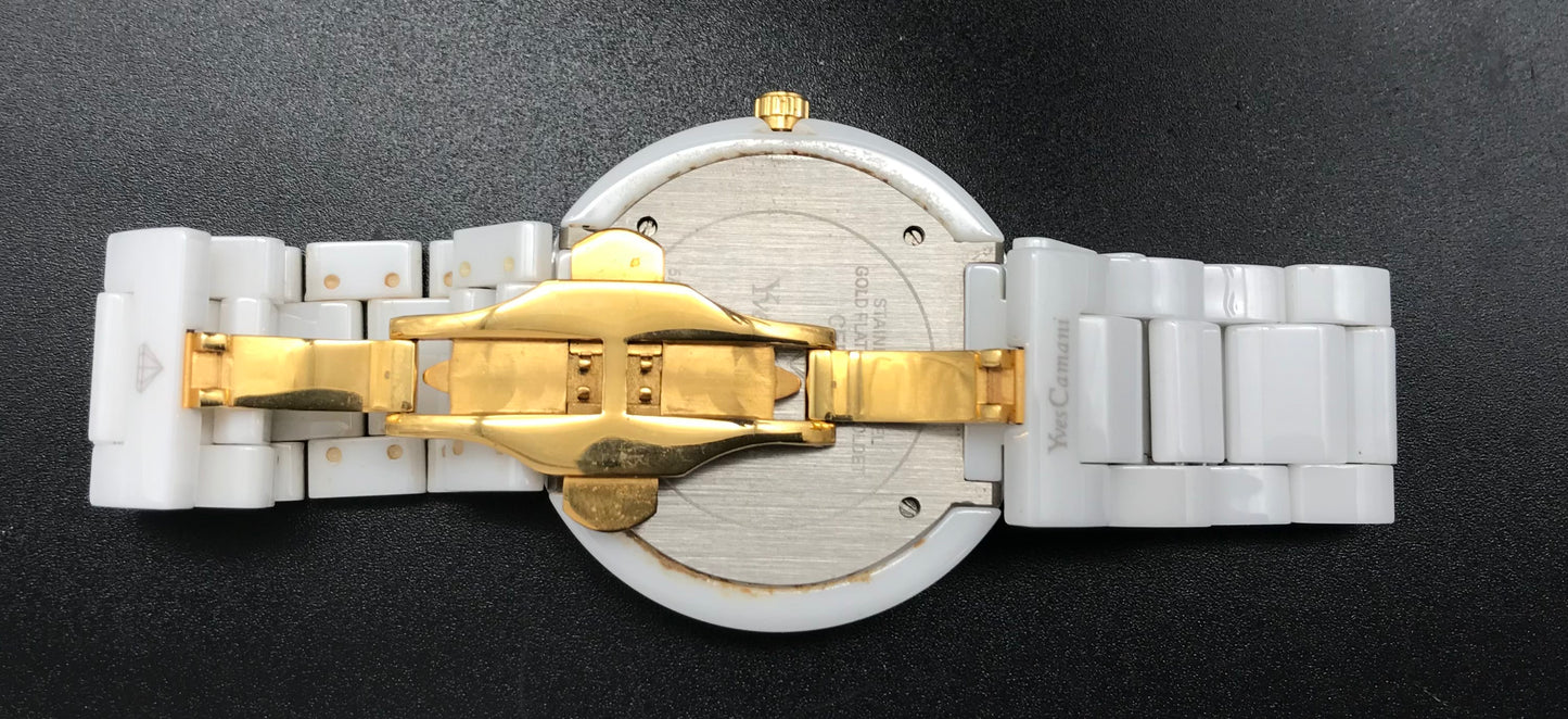 Gold-weiße YvesCamani Uhr