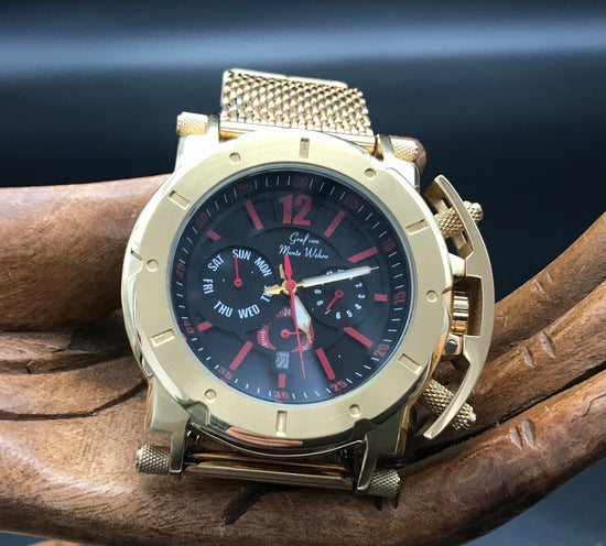Schwarz-goldene Graf von Monte Wehro Uhr