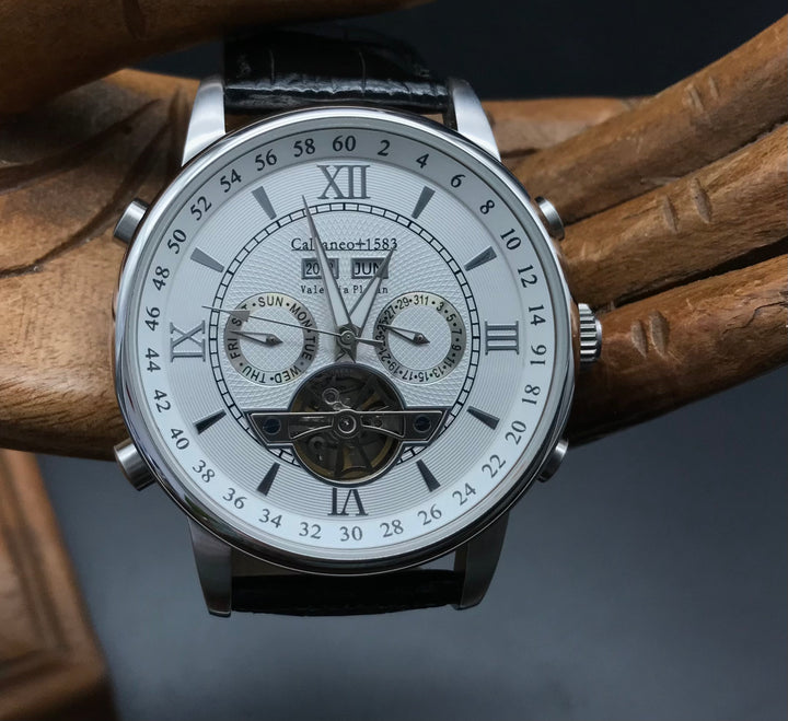 Weiß-silberne Calvaneo 1583 Uhr