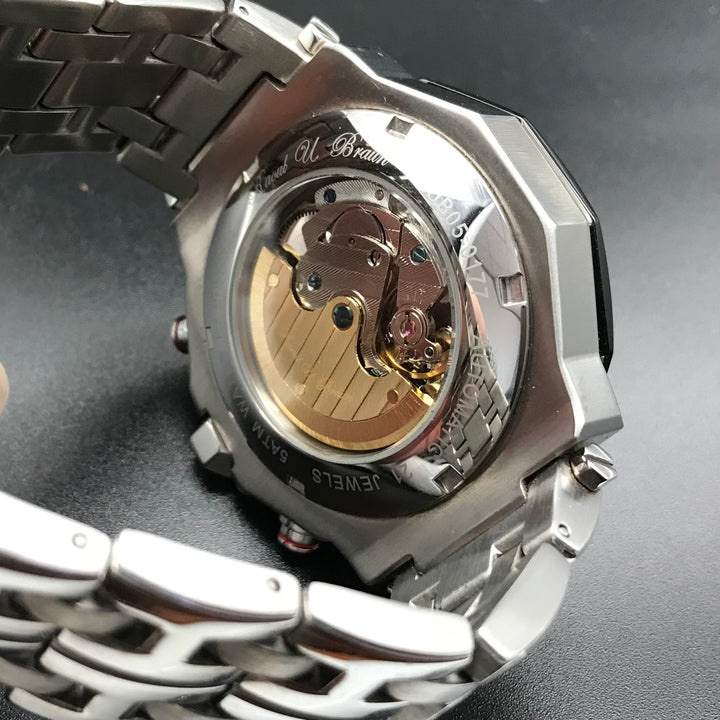 Rot-schwarz-silberne Raoul U. Braun Uhr