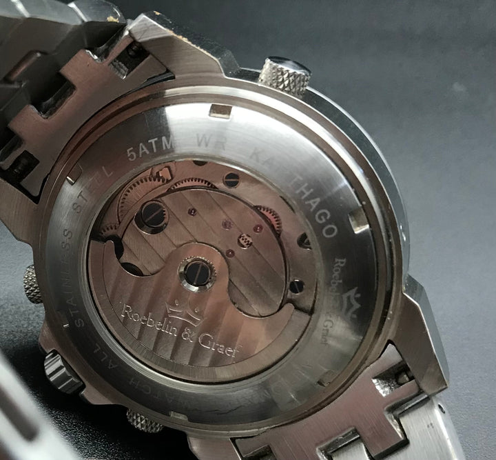 Silber-blaue Roebelin & Graef Uhr