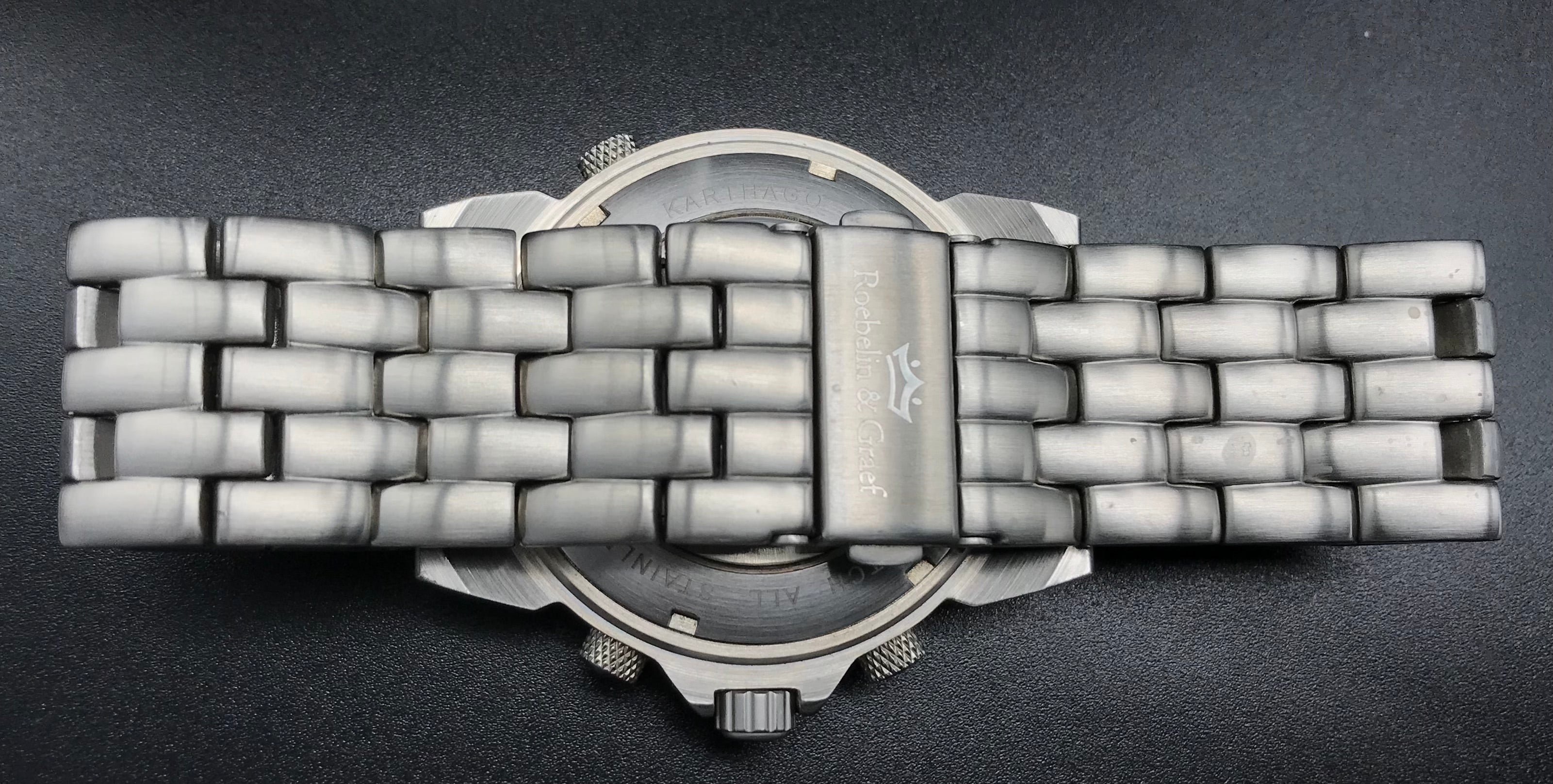 Silber-blaue Roebelin & Graef Uhr