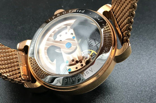 Roségoldene-schwarze Graf von Monte Wehro Uhr