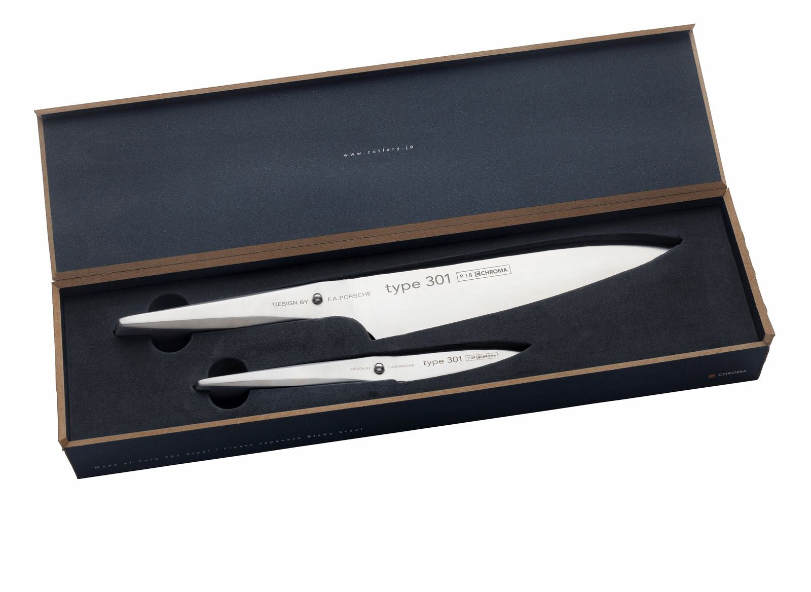 P‑918 CHROMA Type 301 Messerset, P‑09 + P‑18 – Design by F.A. Porsche