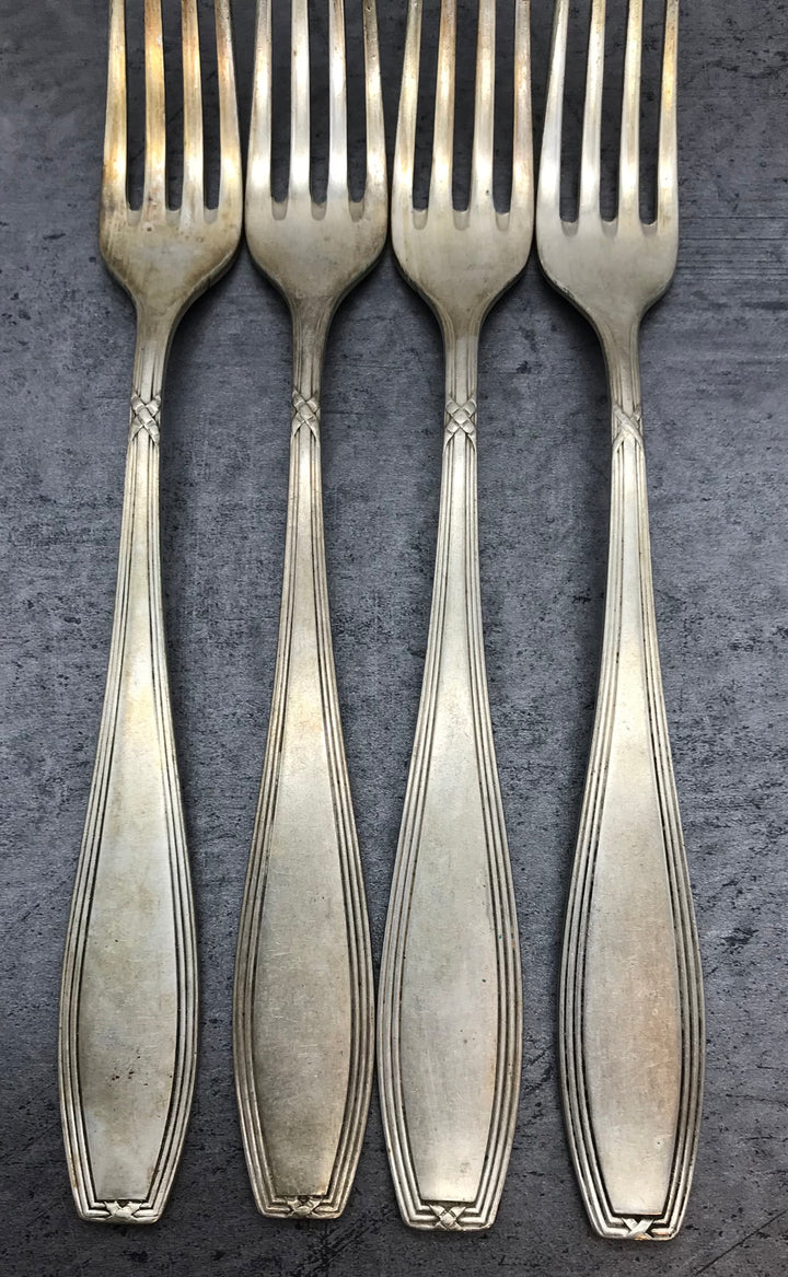 Besteck, Gabeln, 4 Stk. 90er versilbert