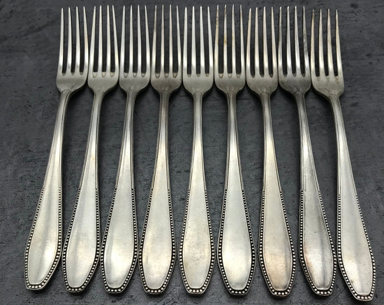Besteck, Gabeln, 9 Stk. 60er versilbert