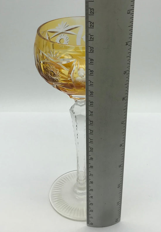 Kristall Weinglas Römer orange handgeschliffen, Echt Bleikristall