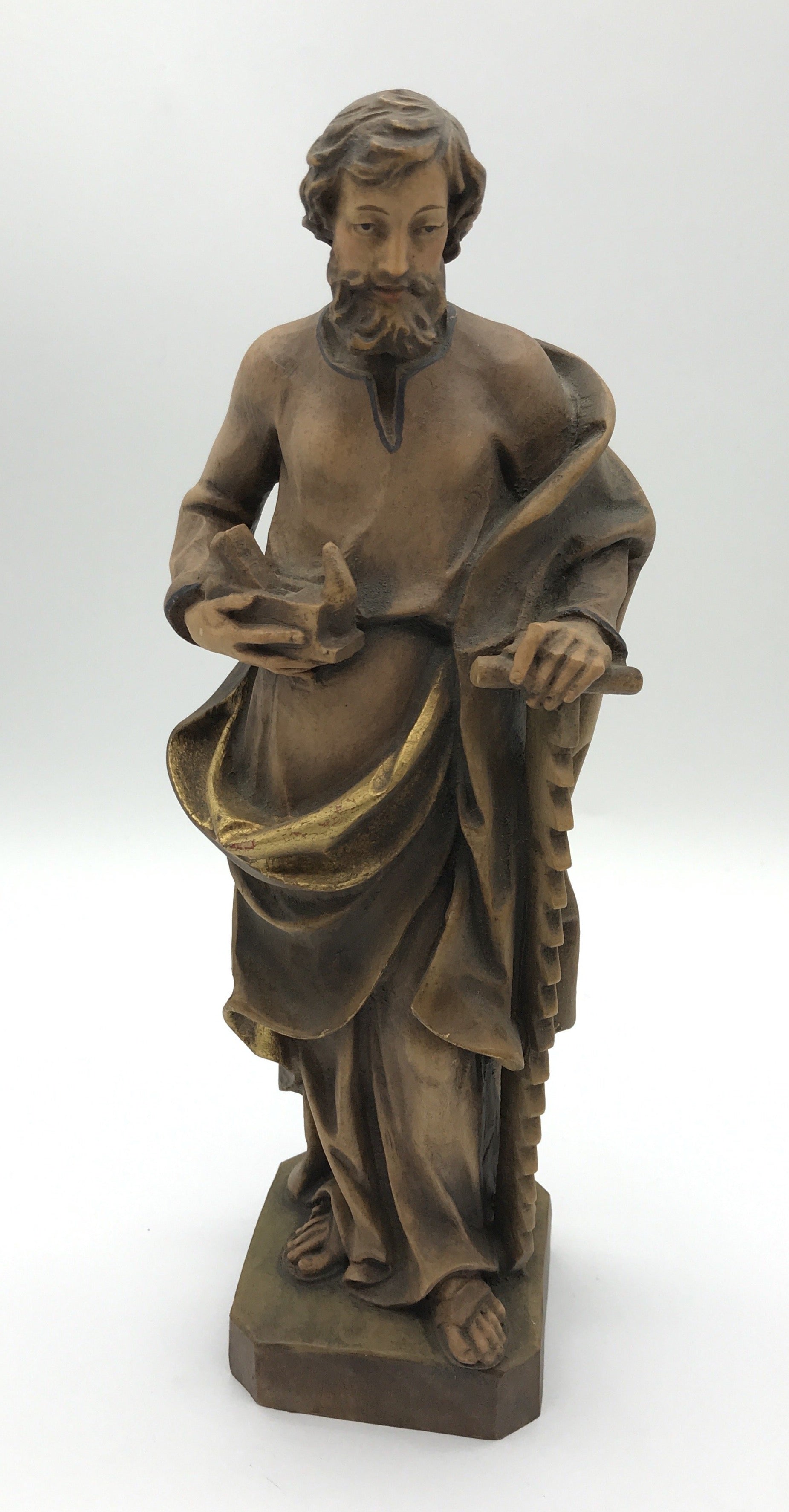 Josef als Handwerker mit Langsäge, Holzgeschnitzt, 30 cm hoch