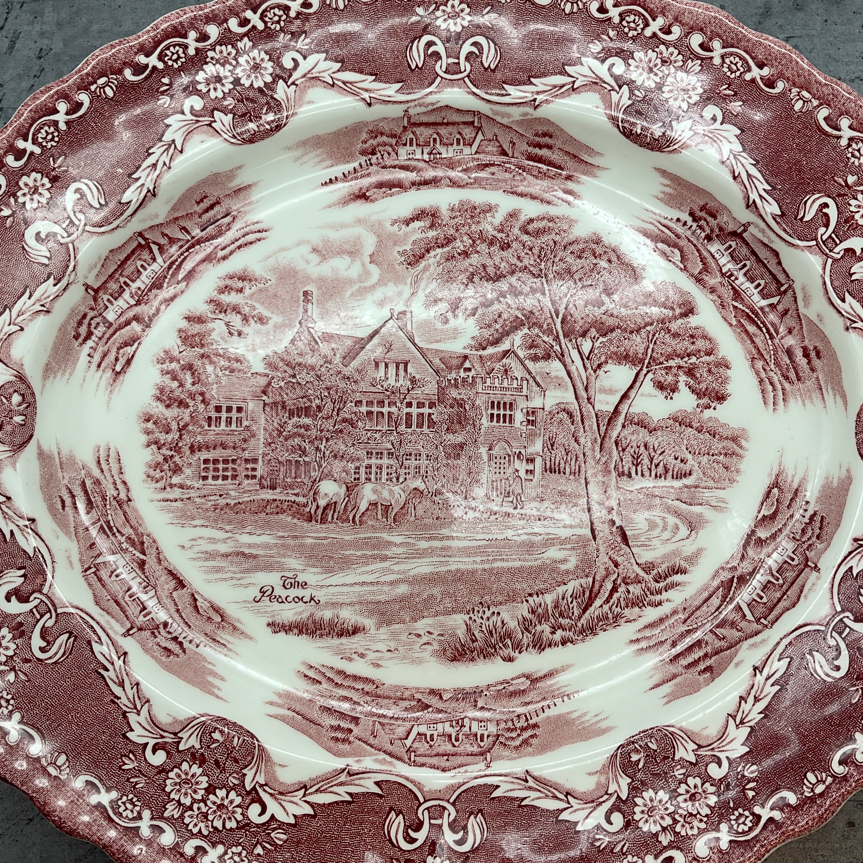 Ovale Platte, Servier Teller, Grindley, English Country Inns, England, Landhaus Porzellan