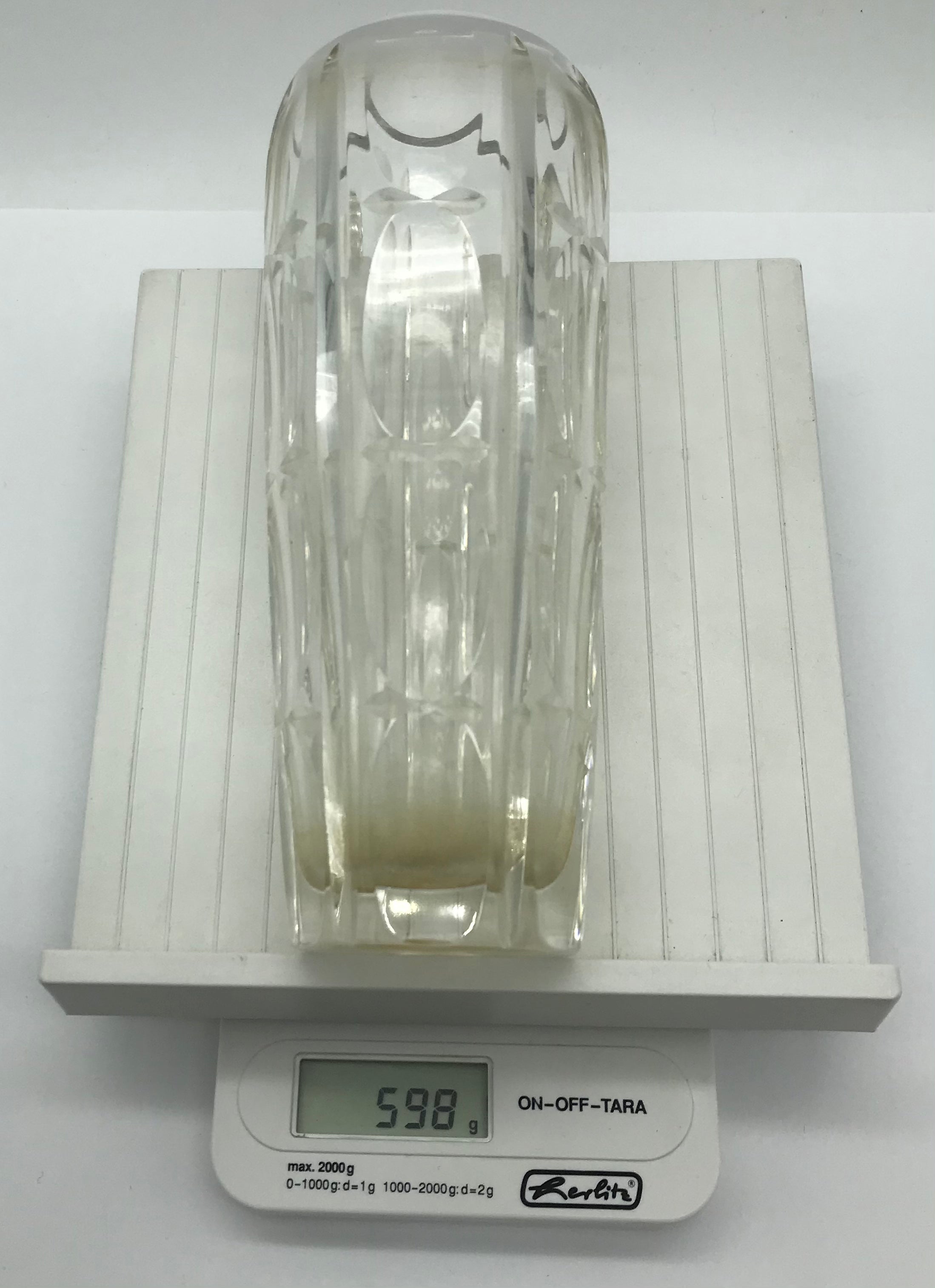 Kristall Bleikristall Vase Höhe 18 cm, handgeschliffen