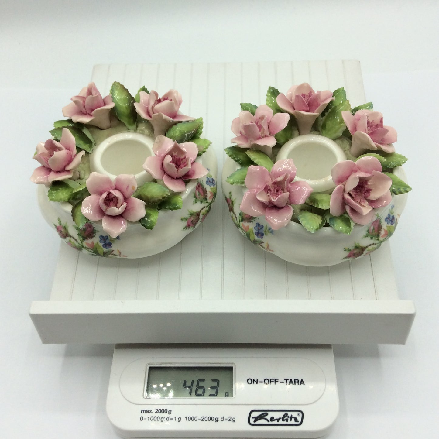 2 x Royal Albert-Porzellan-Bone China-England-Moss Rose, Kerzenhalter