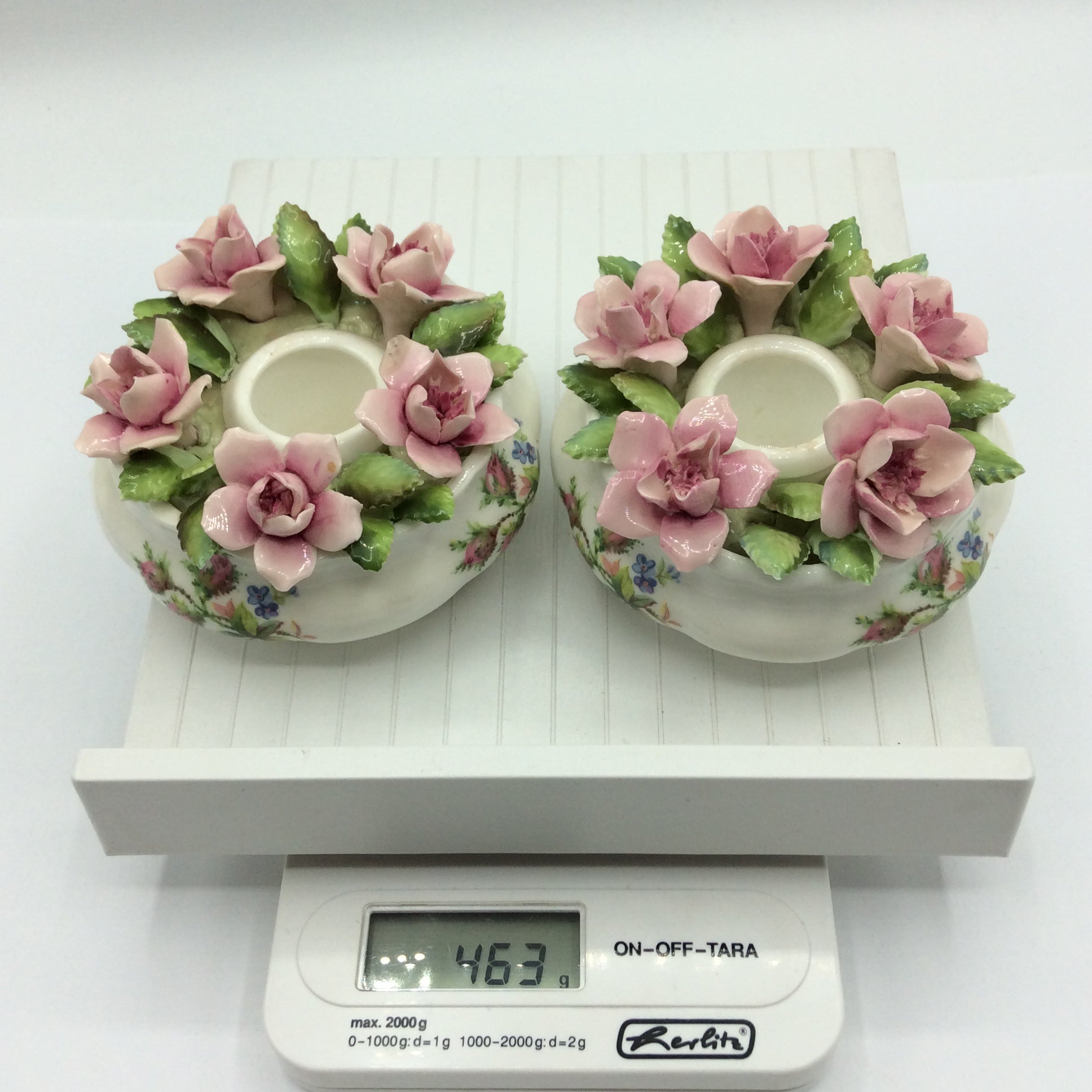 2 x Royal Albert-Porzellan-Bone China-England-Moss Rose, Kerzenhalter