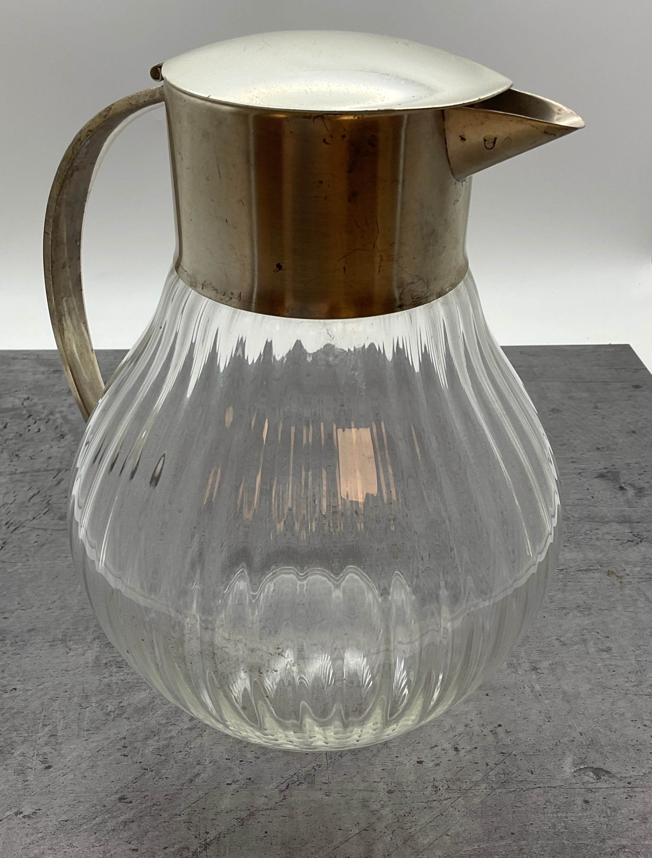 große bauchige Glas Karaffe mit klapp Deckel