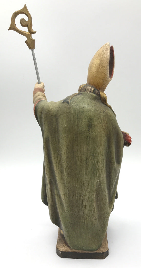 Heiligenfigur Heiliger Bischof Holz Kunst geschnitzt farbig gefasst, 31,5 cm
