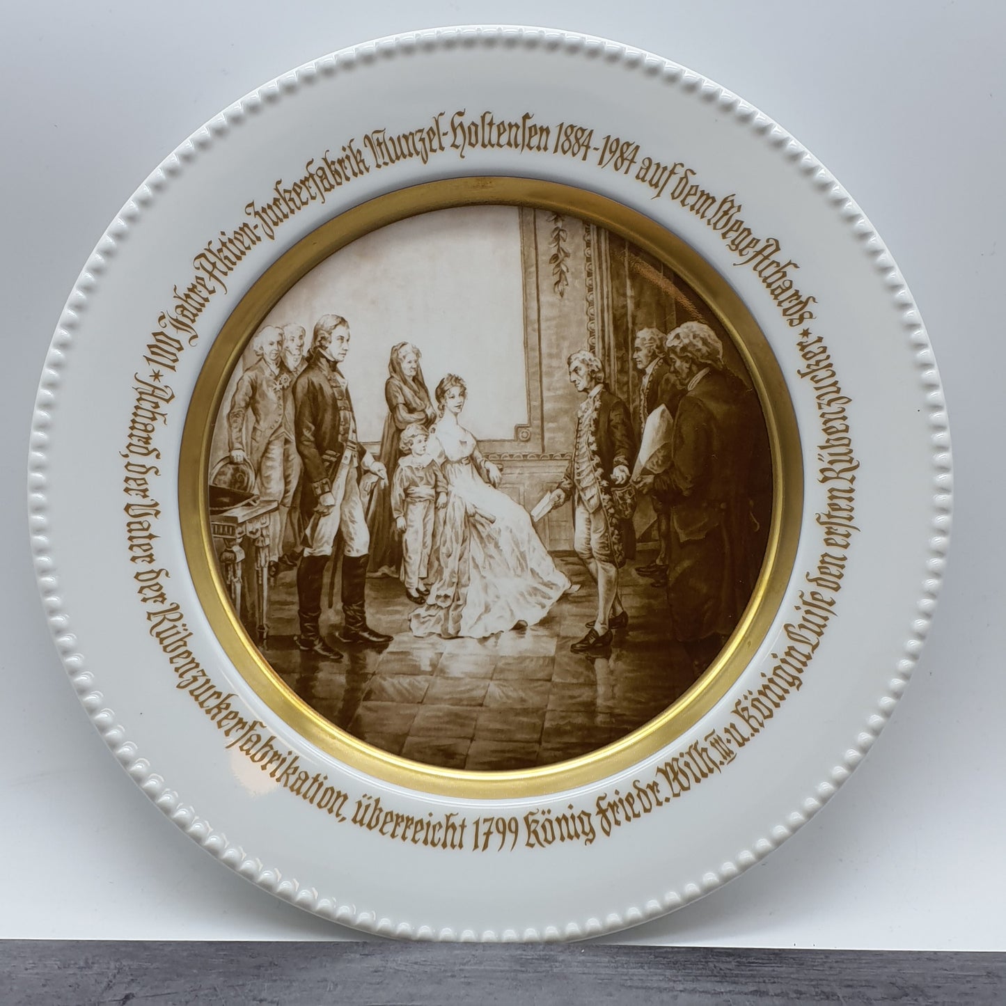 Fürstenberg Wandteller Sammelteller, 100 Jahre Zuckerübenfabrik