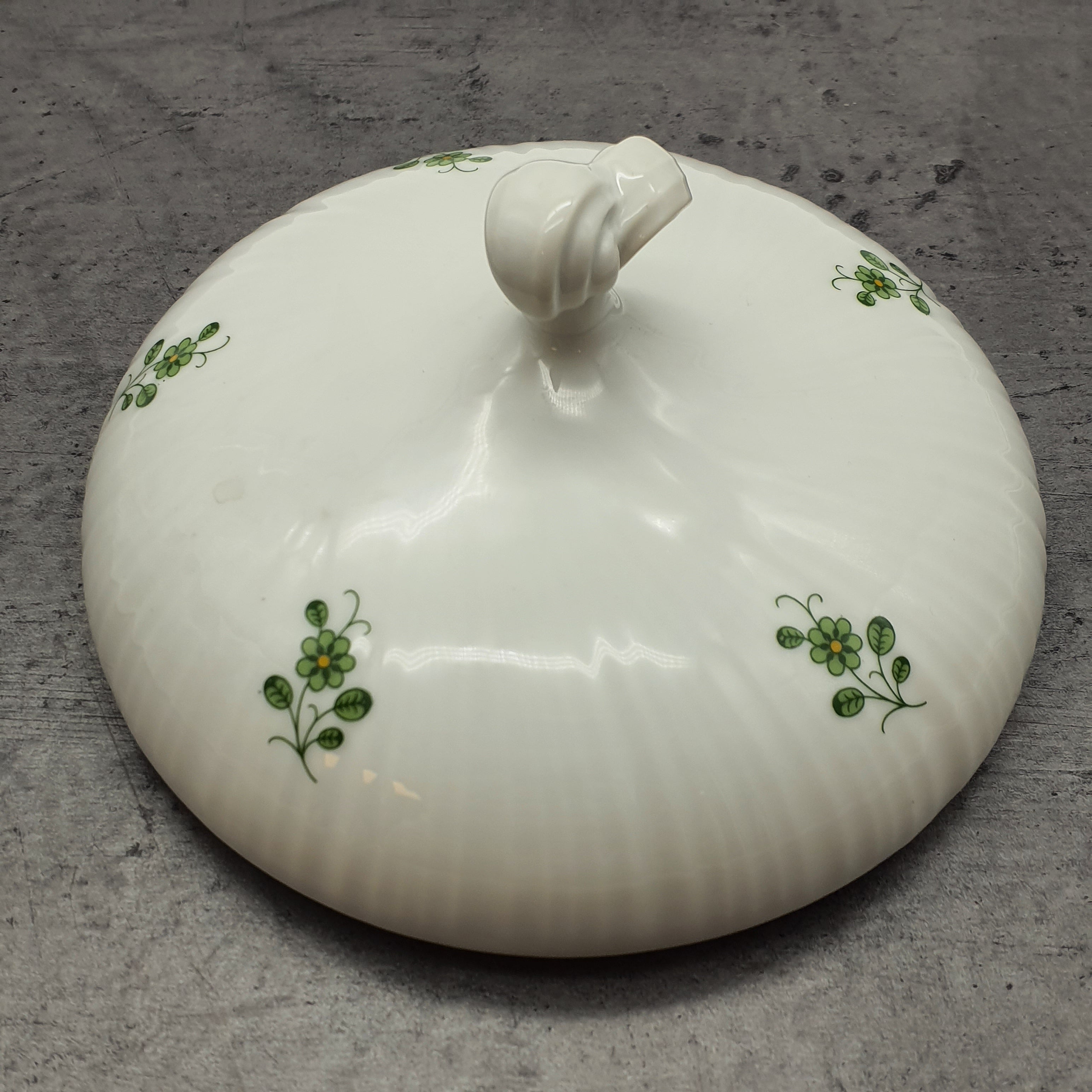 Royal Tettau Bavaria Germany Suppenterrine, große Schale mit Deckel, grünes Blumenmotiv