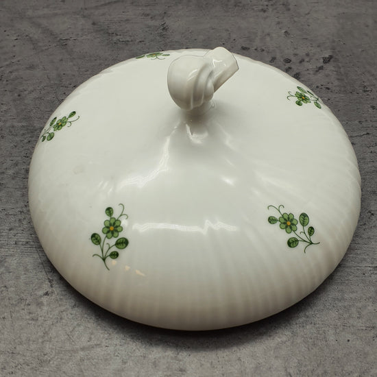 Royal Tettau Bavaria Germany Suppenterrine, große Schale mit Deckel, grünes Blumenmotiv