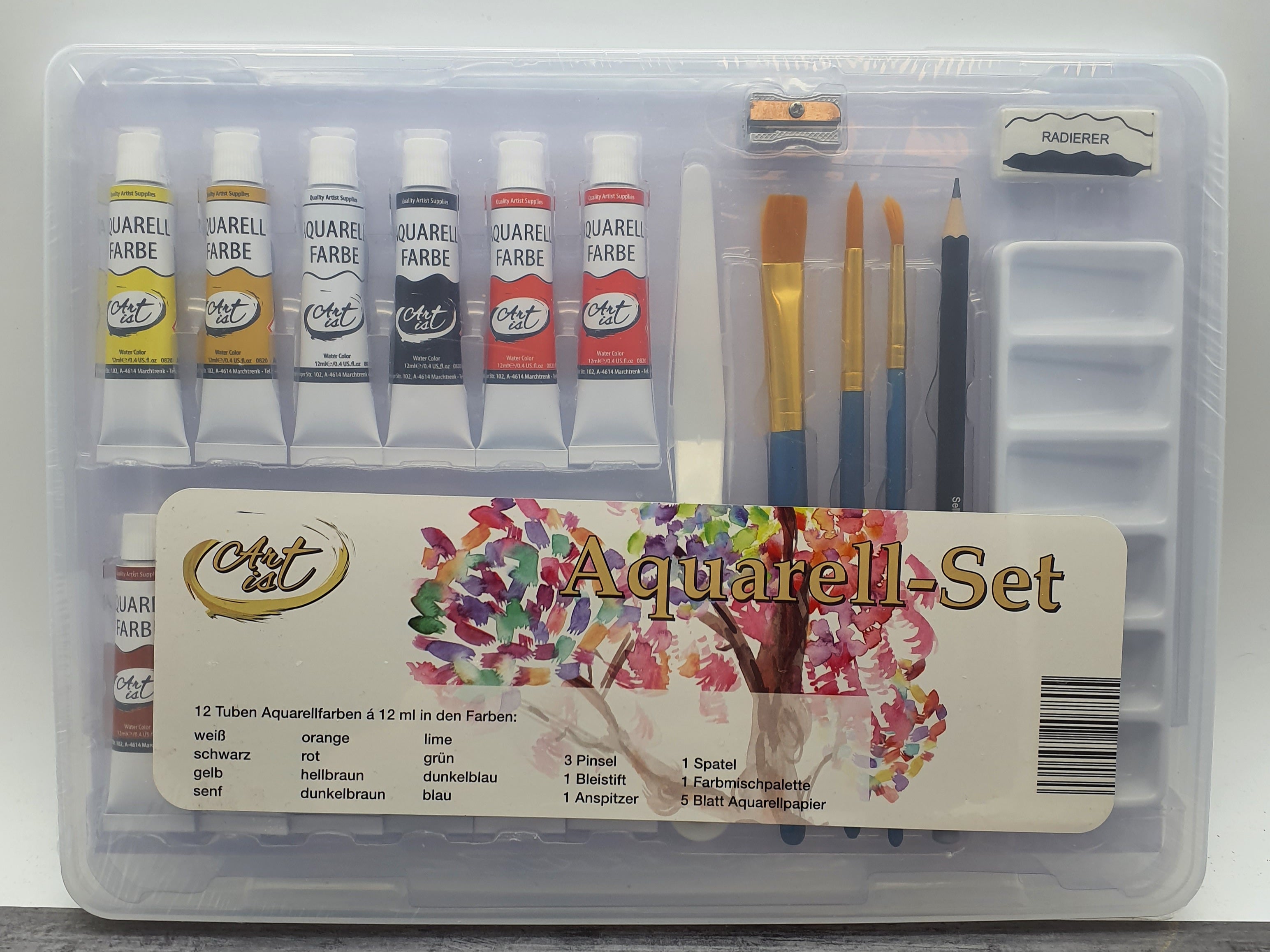 Art is Aquarell-Set, 12 Tuben Aquarellfarben a 12 ml in verschiedenen Farben