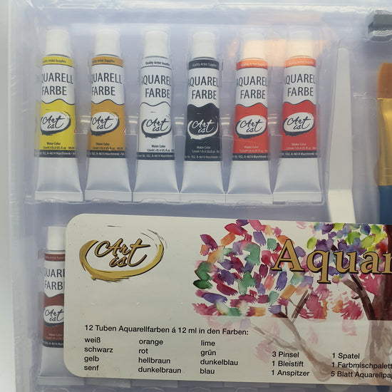 Art is Aquarell-Set, 12 Tuben Aquarellfarben a 12 ml in verschiedenen Farben