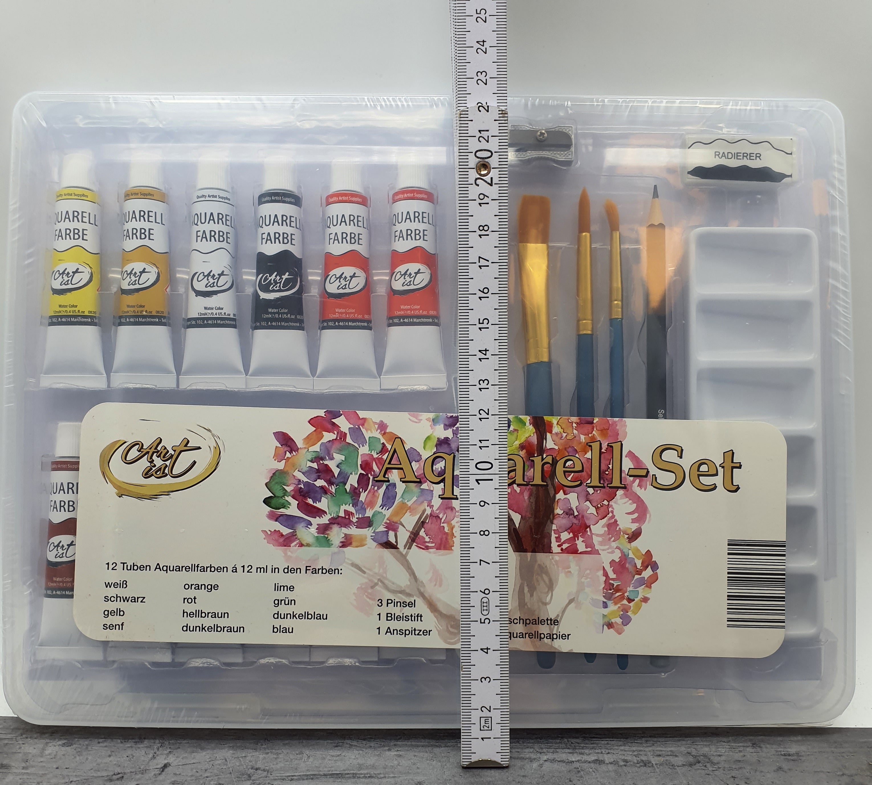 Art is Aquarell-Set, 12 Tuben Aquarellfarben a 12 ml in verschiedenen Farben