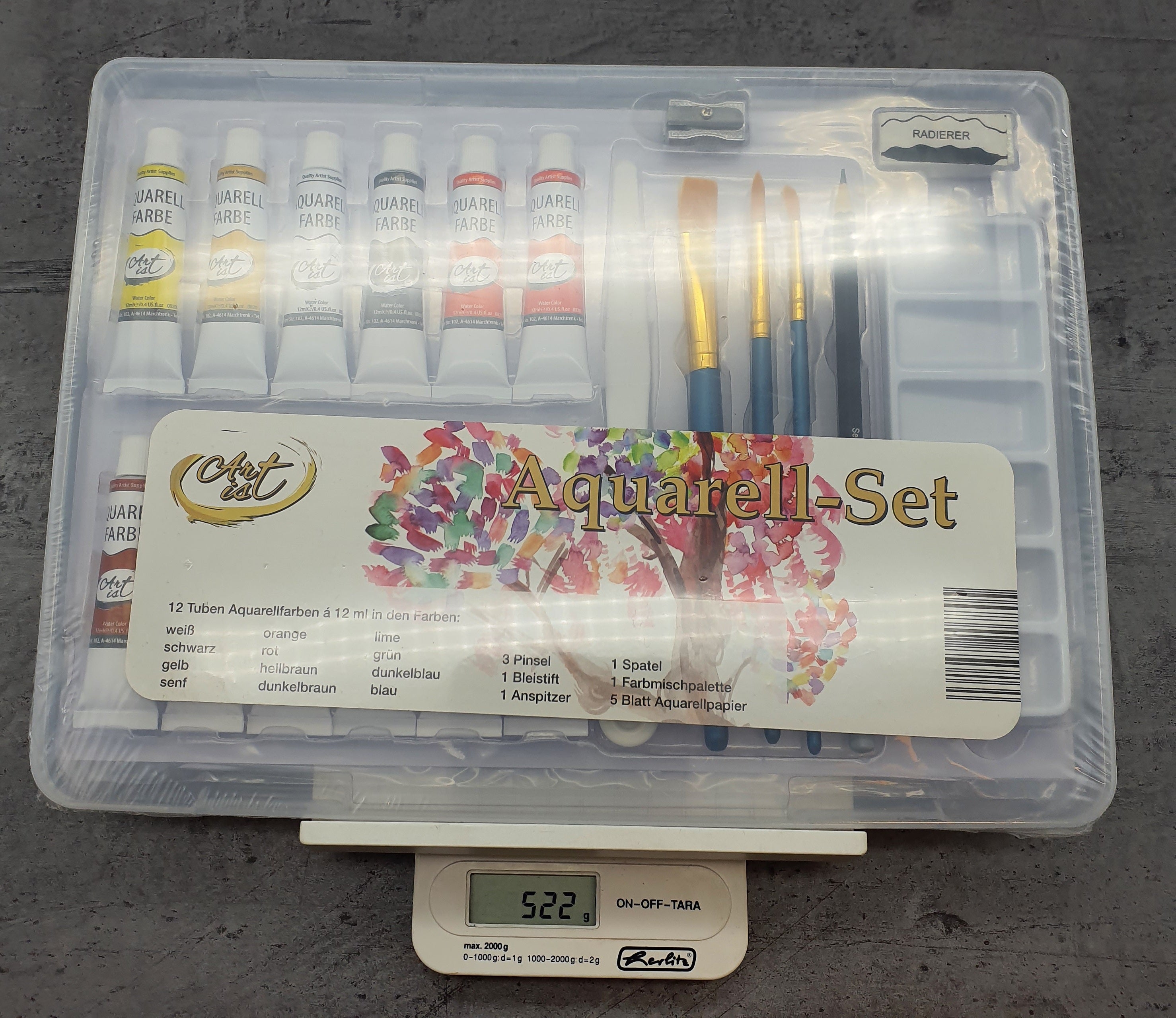 Art is Aquarell-Set, 12 Tuben Aquarellfarben a 12 ml in verschiedenen Farben