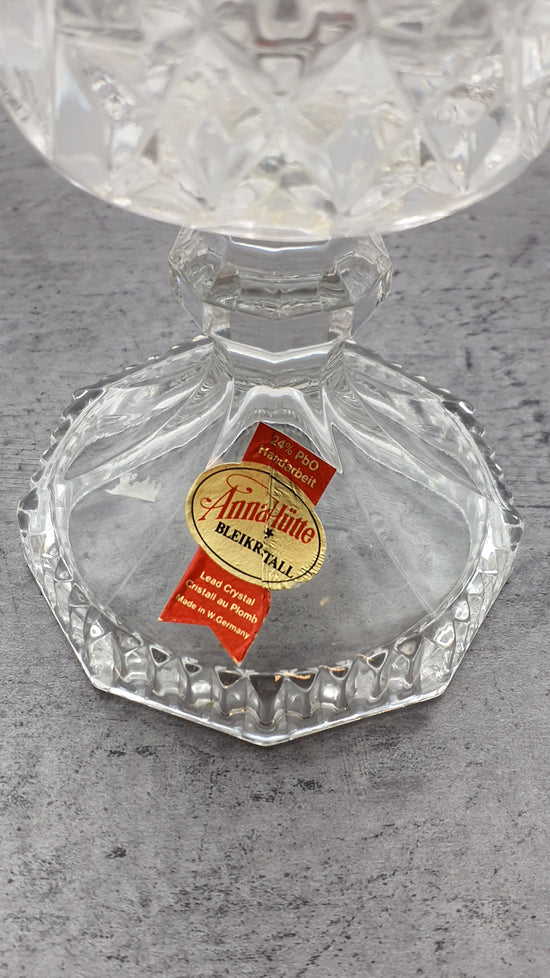 Blumen Vase aus Glas mit Podest "Anna Hütte"Bleikristall, rotes Blumenmotiv