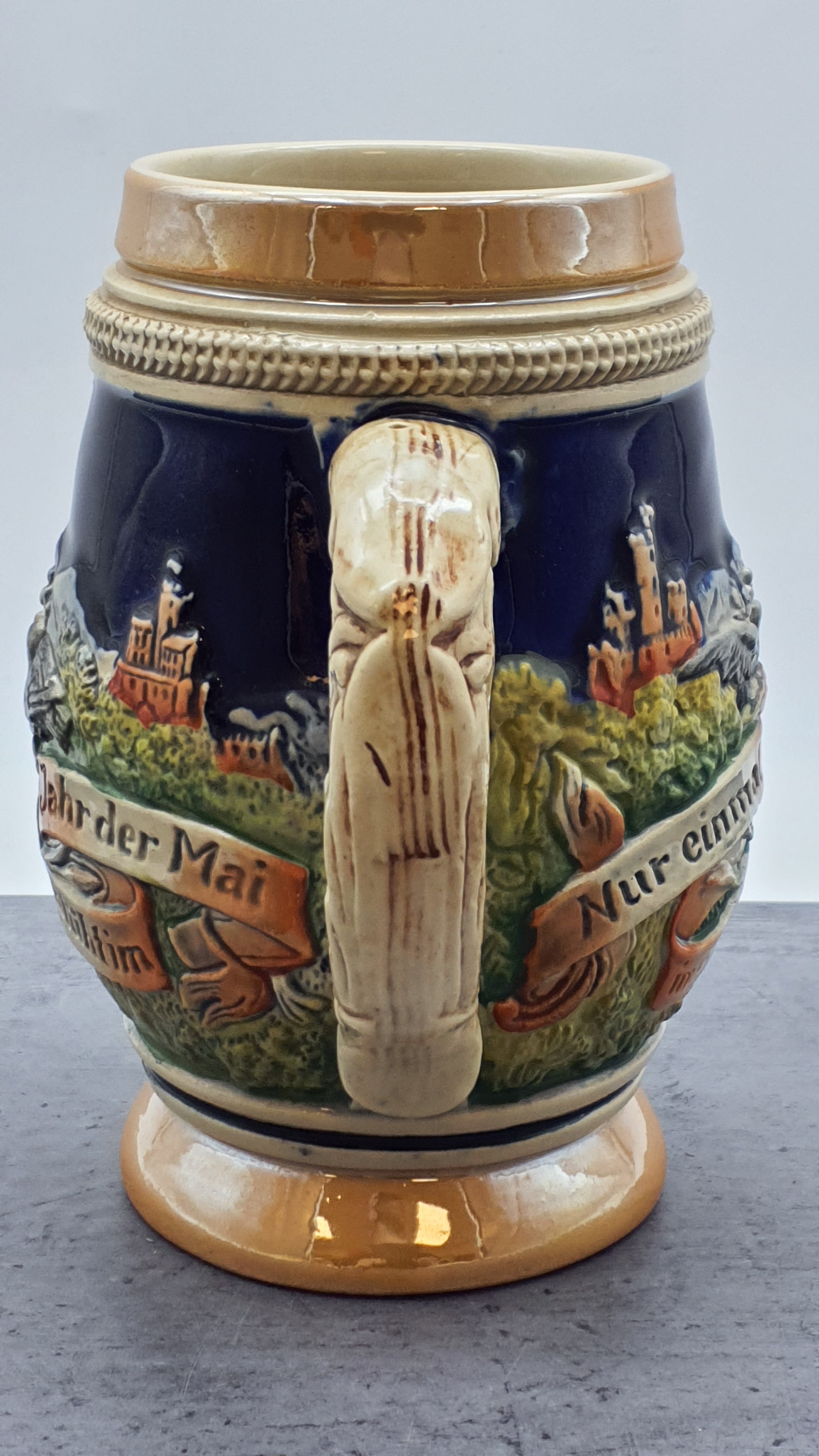 Porzellan Krug, Nur einmal blüht im Jahr der Mai, Western Germany