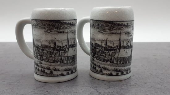2x Porzellan Sammlertasse mit Henkel, Motiv Northeim, Altenkunstadt Germany, schwarz-weiß