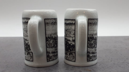 2x Porzellan Sammlertasse mit Henkel, Motiv Northeim, Altenkunstadt Germany, schwarz-weiß