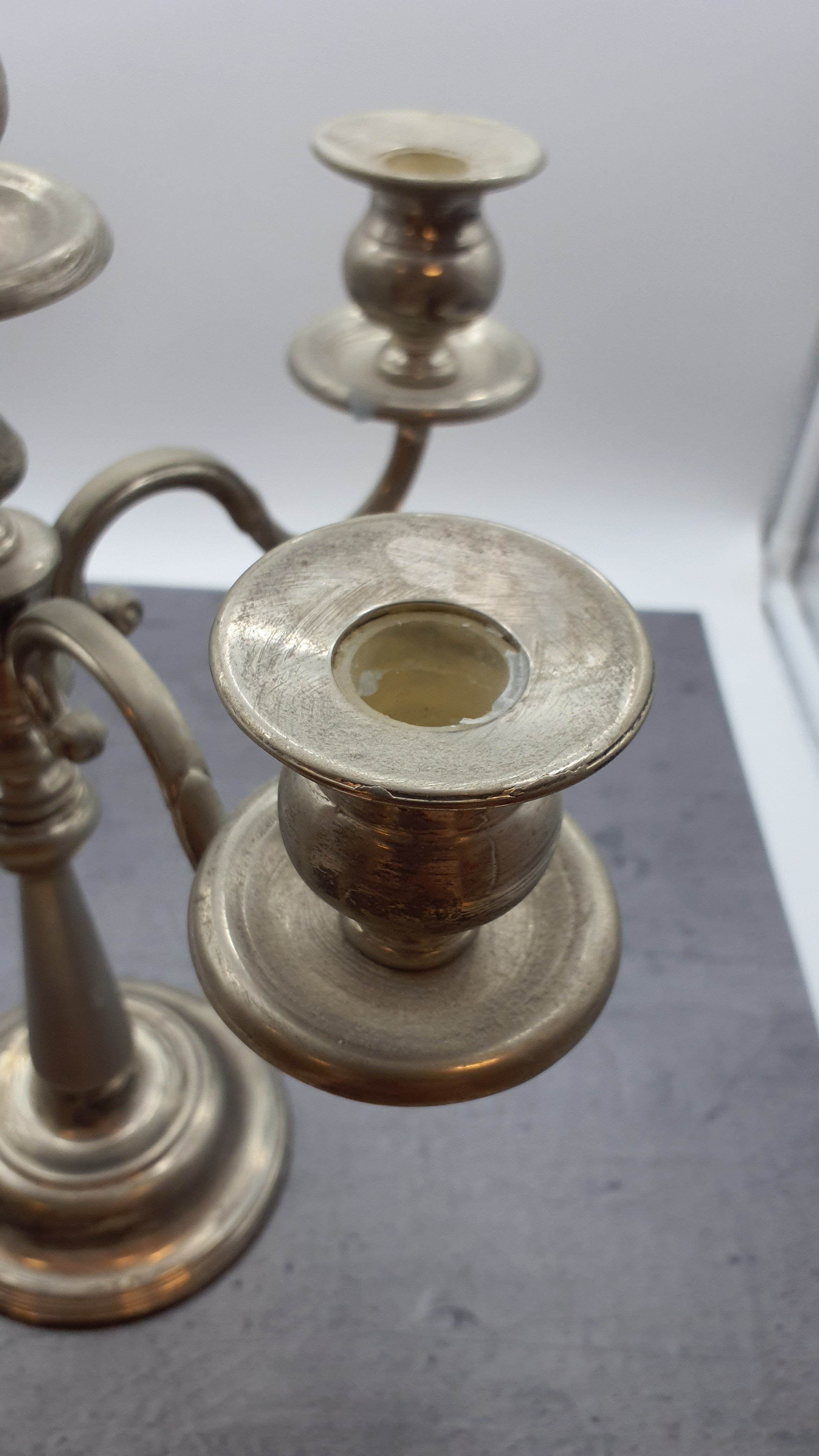 Großer 5 Flammiger Kerzenständer, Kerzenleuchter, silber farben