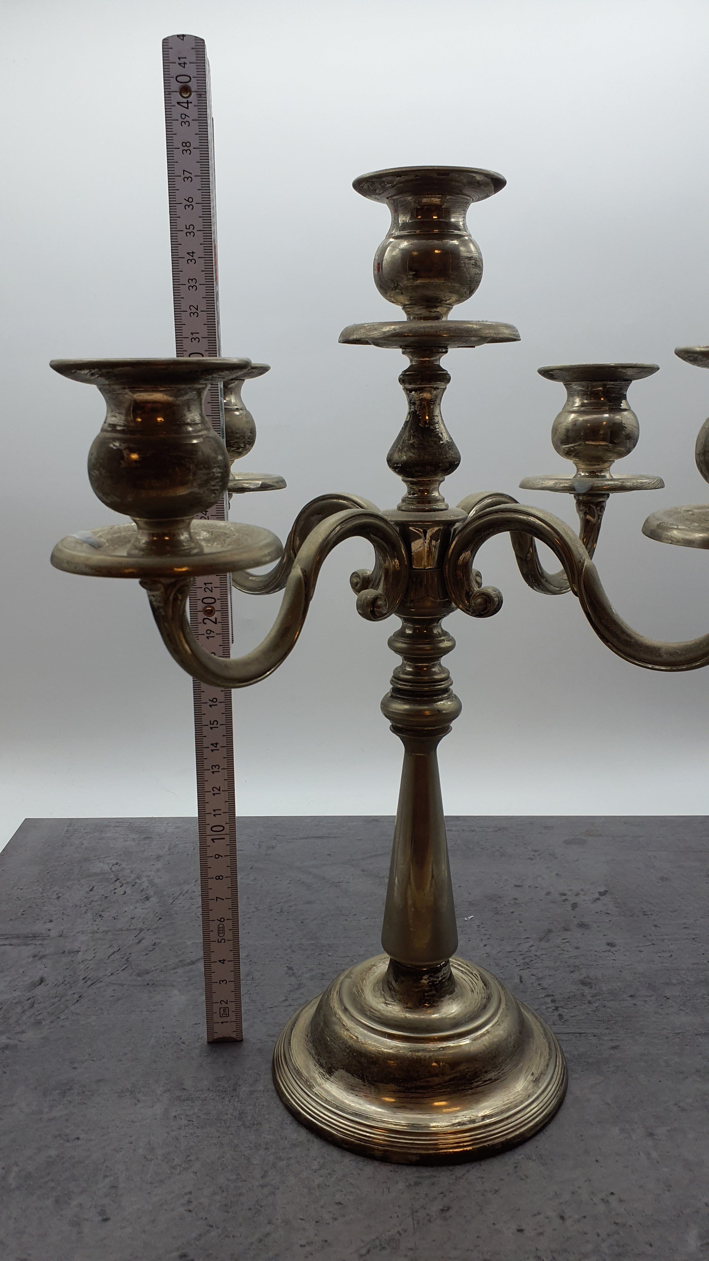 Großer 5 Flammiger Kerzenständer, Kerzenleuchter, silber farben