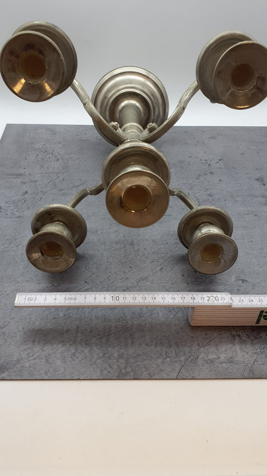 Großer 5 Flammiger Kerzenständer, Kerzenleuchter, silber farben