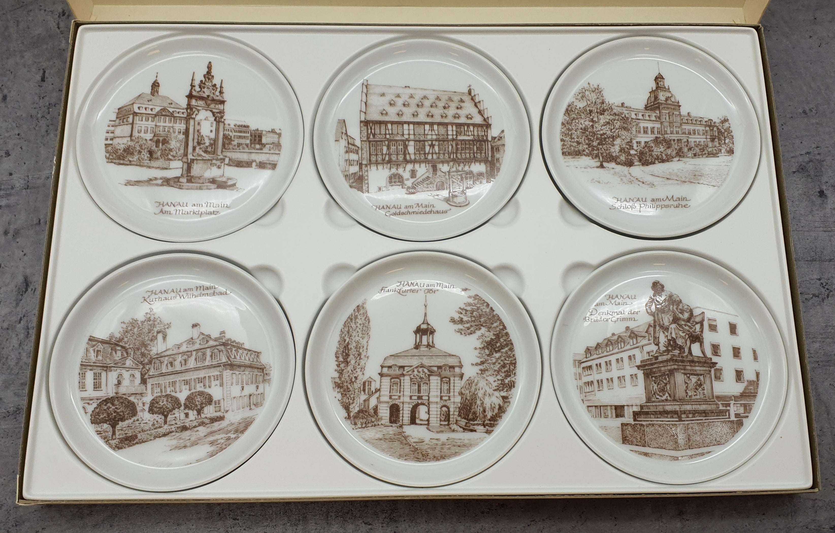 Fürstenberg Sammelteller,  Motive Hanau am Main, 6 Stk.