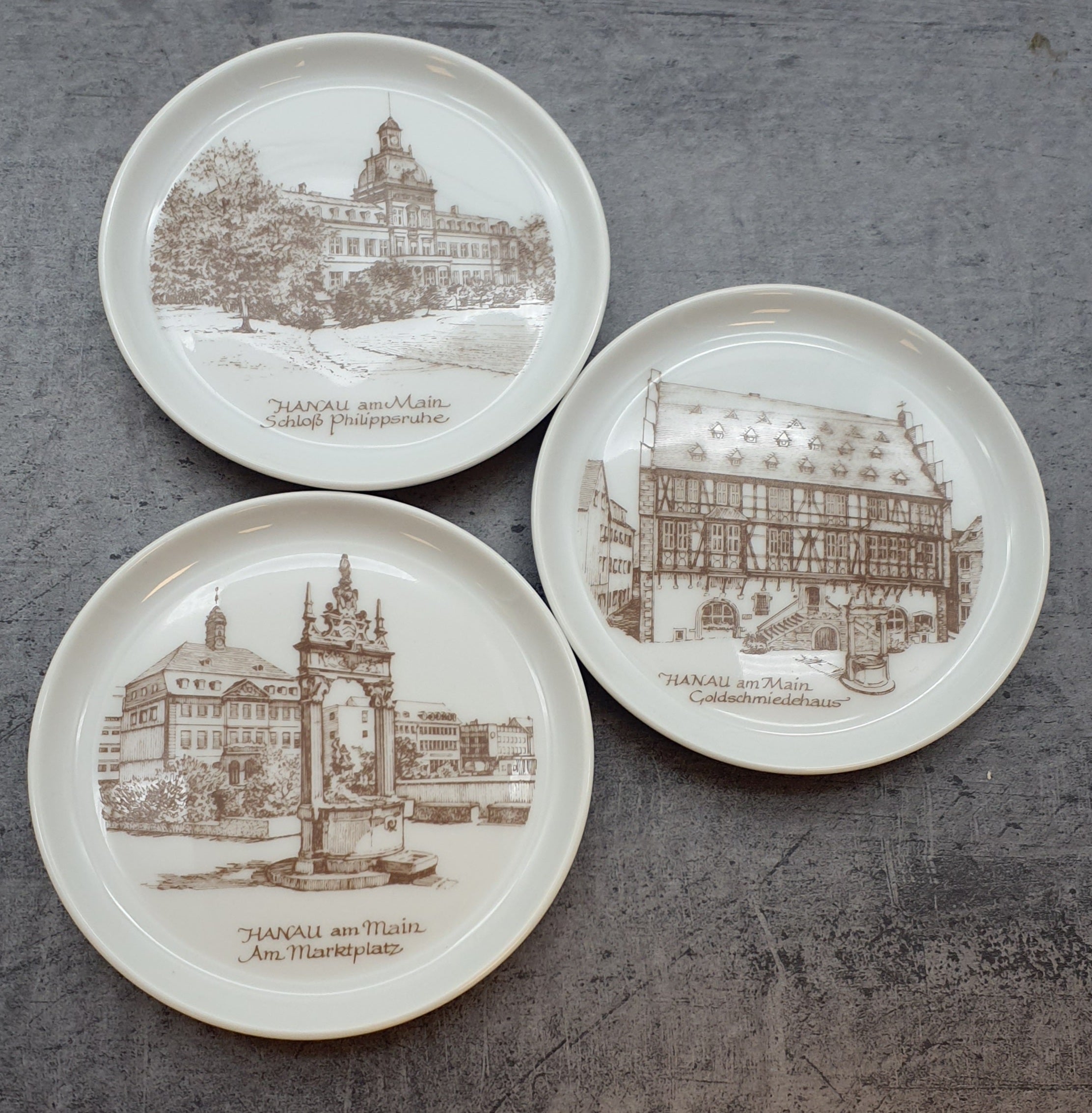 Fürstenberg Sammelteller,  Motive Hanau am Main, 6 Stk.