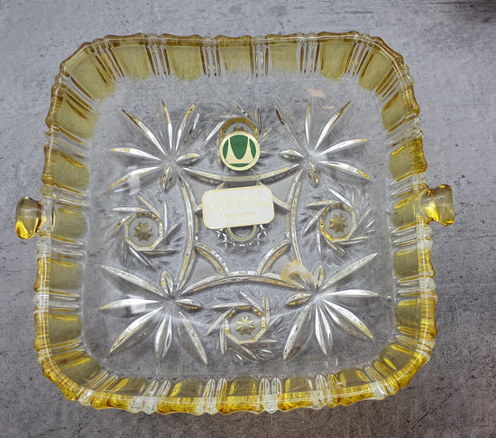 Walther Glas, Sevierplatte Obstschale Dessertschale gelber Stern, Walther Glas Kollektion