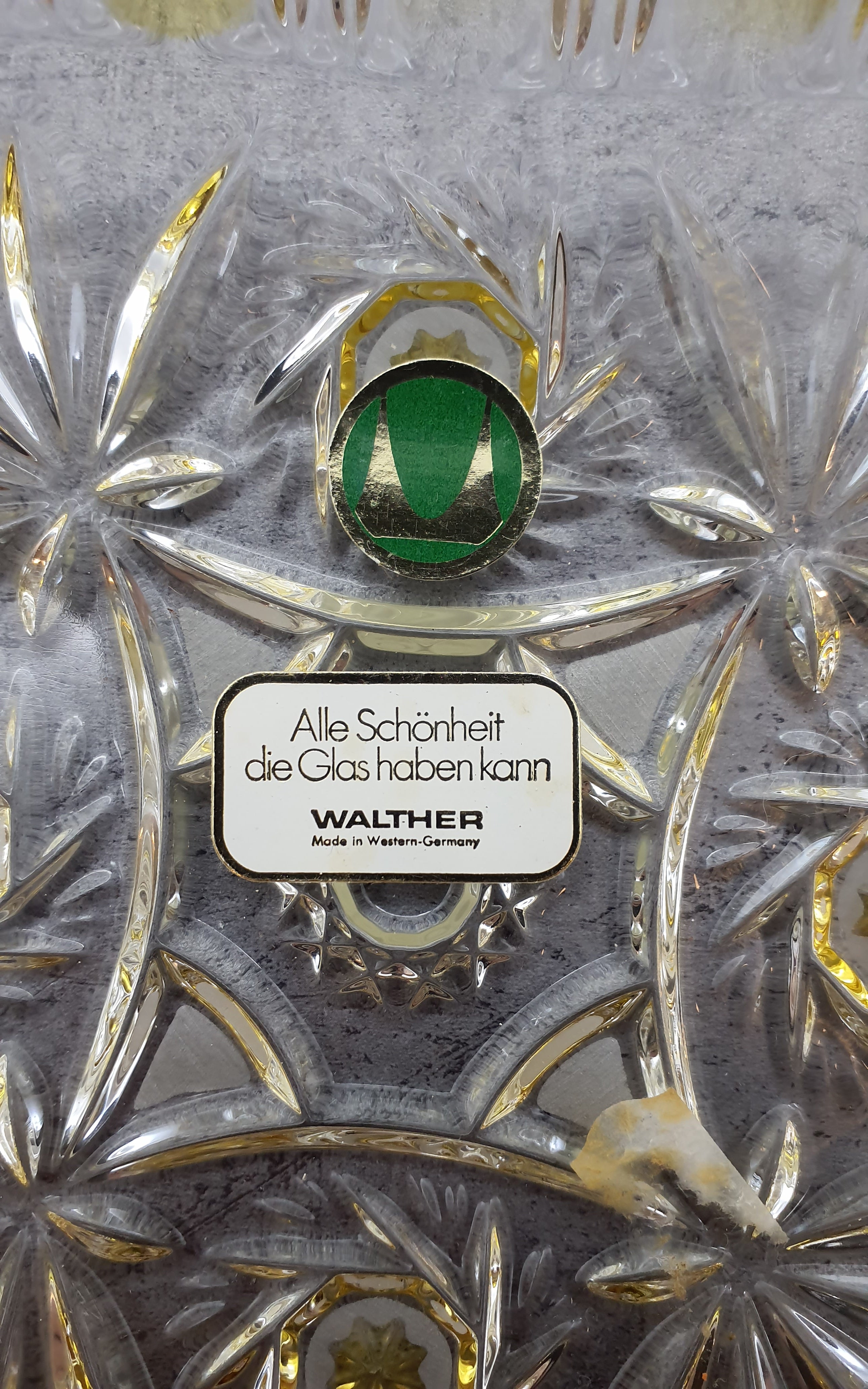 Walther Glas, Sevierplatte Obstschale Dessertschale gelber Stern, Walther Glas Kollektion