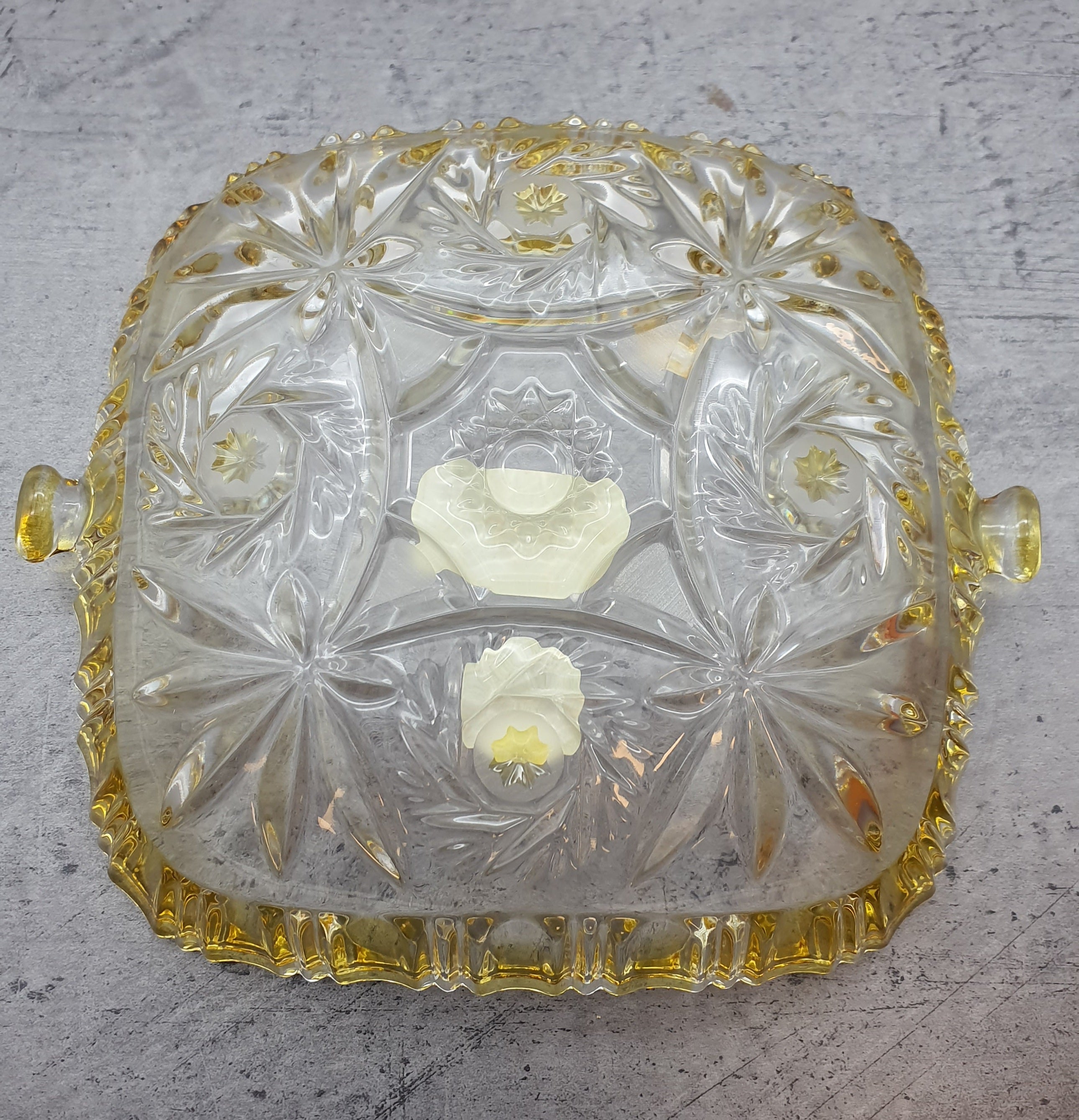 Walther Glas, Sevierplatte Obstschale Dessertschale gelber Stern, Walther Glas Kollektion