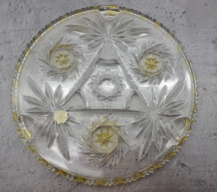 Bleikristall Schale, Alle Schönheit die Glas haben kann, Walther, Edel gelb m. Schliff