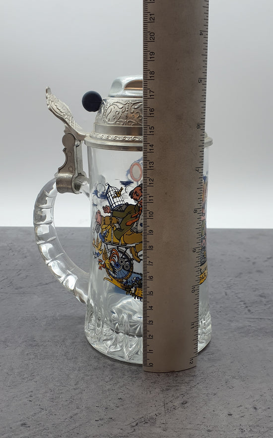 Bierkrug mit Deckel Glaskrug Sammelkrug "Original Radlerseidel" BMF Zinn