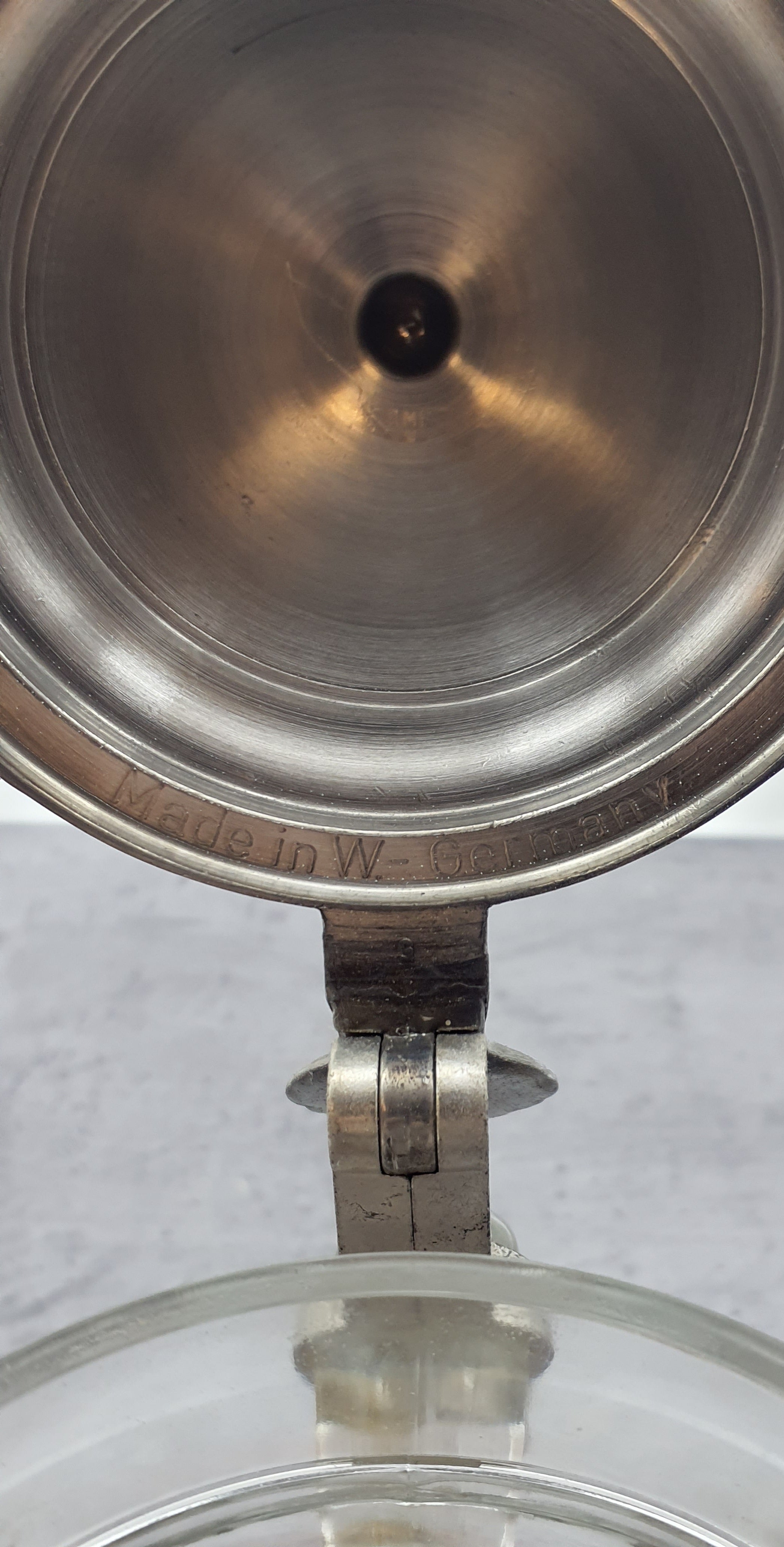 Bierkrug mit Deckel, Glaskrug Sammelkrug, Seidler für Sammler, BMF Zinn