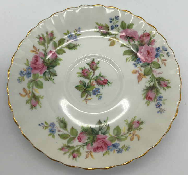 Royal Albert Moss Rose Bone China Unterteller, Kaffeeteller Blumendekor