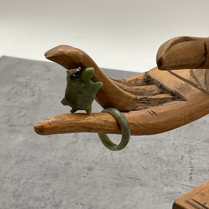 Anhänger + Ring, Modeschmuck Schildkröte Grün, Jade, 2 Tlg.