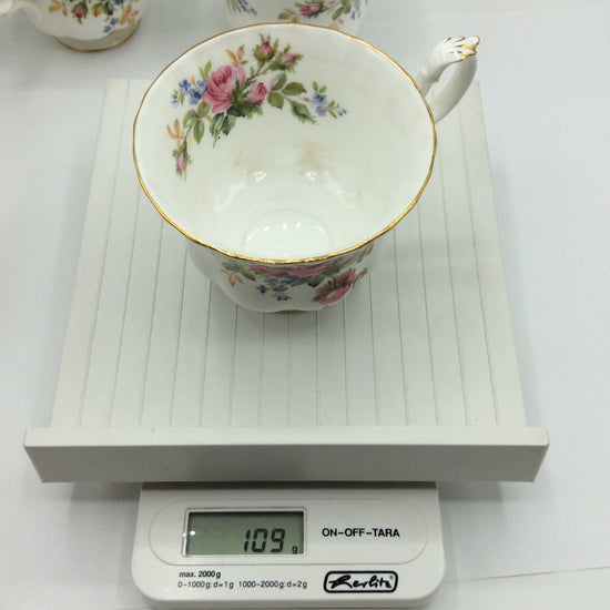 6 x Teetassen Royal Albert-Porzellan-Bone China-England-Moss Rose,