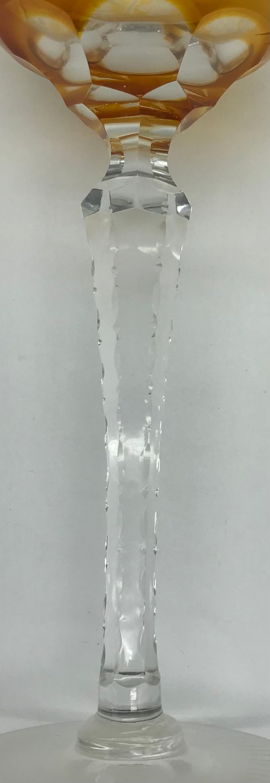 Kristall Weinglas Römer orange handgeschliffen, Echt Bleikristall