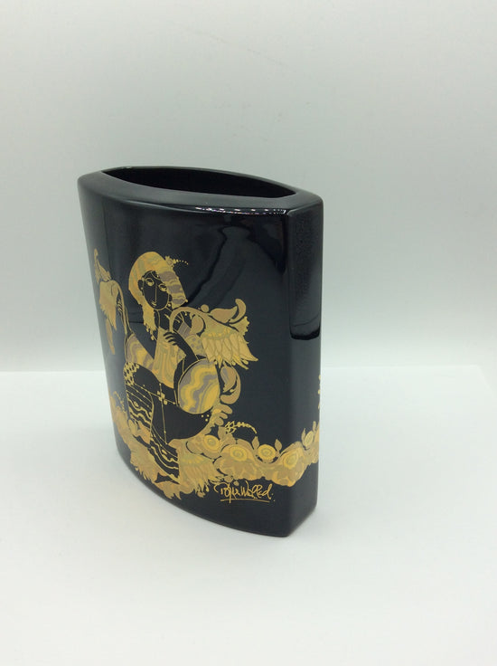 Rosenthal Vase von Bjørn Wiinblad Porcelaine Noire Höhe ca. 17cm