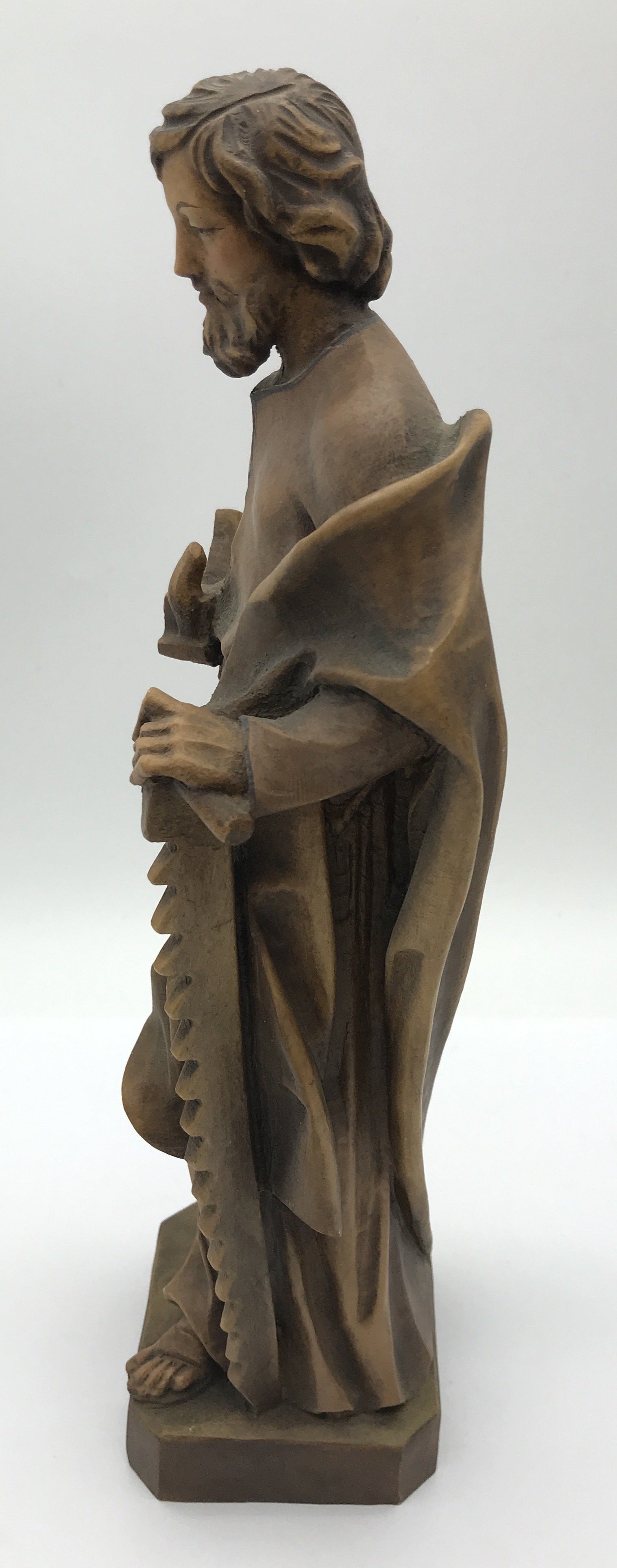 Josef als Handwerker mit Langsäge, Holzgeschnitzt, 30 cm hoch